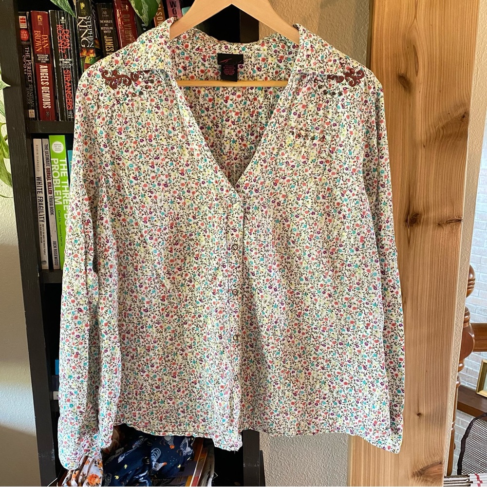 Torrid Floral Western Top, Size 3X, Snap Buttons, Cottagecore, Rodeo, Boho, EUC